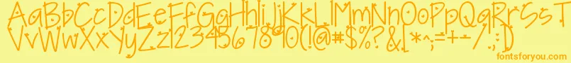 Kgineedaheartfont-Schriftart – Orangefarbene Schriften auf gelbem Hintergrund