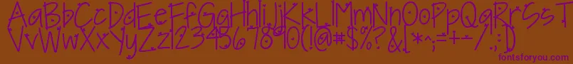 Kgineedaheartfont-fontti – violetit fontit ruskealla taustalla