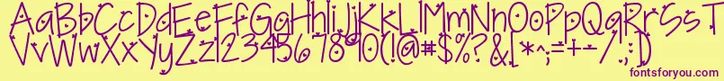 Kgineedaheartfont-Schriftart – Violette Schriften auf gelbem Hintergrund