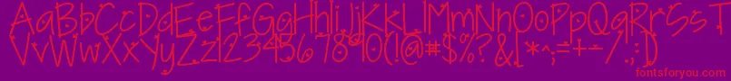 Kgineedaheartfont-fontti – punaiset fontit violetilla taustalla