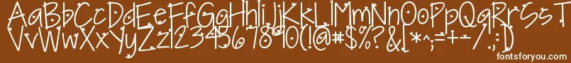 フォントKgineedaheartfont – 茶色の背景に白い文字