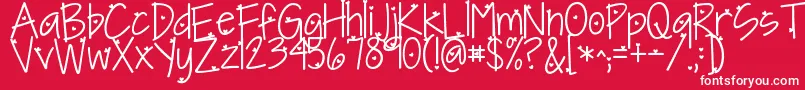 フォントKgineedaheartfont – 赤い背景に白い文字