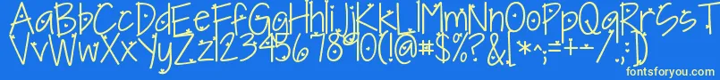 Kgineedaheartfont Font – Yellow Fonts on Blue Background