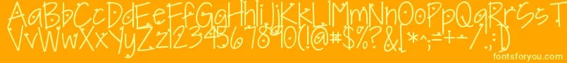 Kgineedaheartfont Font – Yellow Fonts on Orange Background