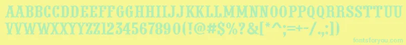 PresentumnrRegular-Schriftart – Grüne Schriften auf gelbem Hintergrund