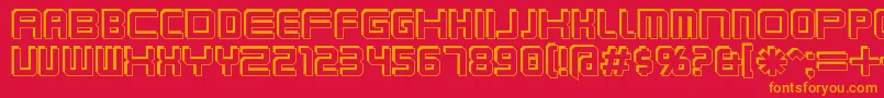Karnivof-Schriftart – Orangefarbene Schriften auf rotem Hintergrund