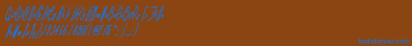 Littlerickeynf Font – Blue Fonts on Brown Background