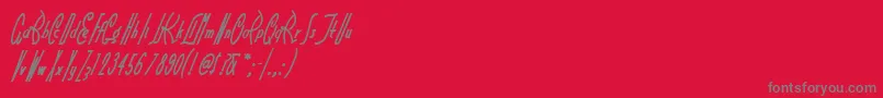 Littlerickeynf Font – Gray Fonts on Red Background