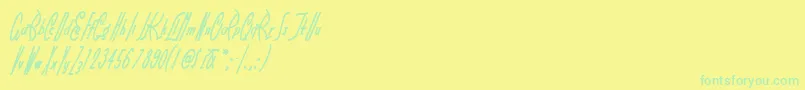 フォントLittlerickeynf – 黄色い背景に緑の文字