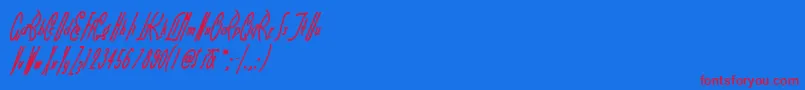 Littlerickeynf-Schriftart – Rote Schriften auf blauem Hintergrund