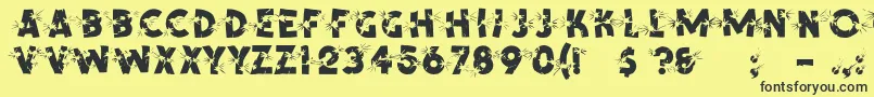 ShrapnelRegular-Schriftart – Schwarze Schriften auf gelbem Hintergrund