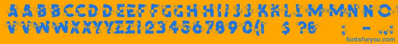 Czcionka ShrapnelRegular – niebieskie czcionki na pomarańczowym tle