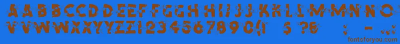 フォントShrapnelRegular – 茶色の文字が青い背景にあります。