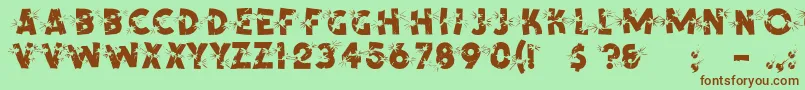 Шрифт ShrapnelRegular – коричневые шрифты на зелёном фоне