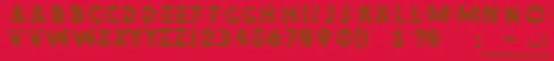 フォントShrapnelRegular – 赤い背景に茶色の文字