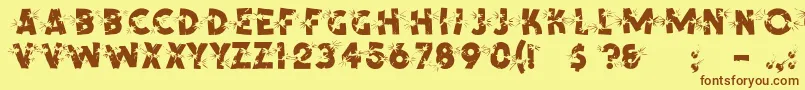 Шрифт ShrapnelRegular – коричневые шрифты на жёлтом фоне