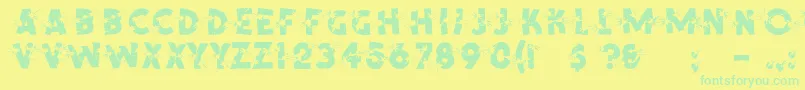 ShrapnelRegular-fontti – vihreät fontit keltaisella taustalla