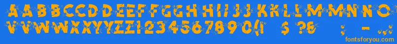 ShrapnelRegular-fontti – oranssit fontit sinisellä taustalla