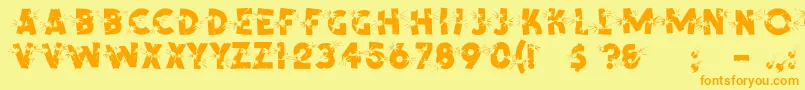 フォントShrapnelRegular – オレンジの文字が黄色の背景にあります。