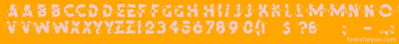 ShrapnelRegular-fontti – vaaleanpunaiset fontit oranssilla taustalla