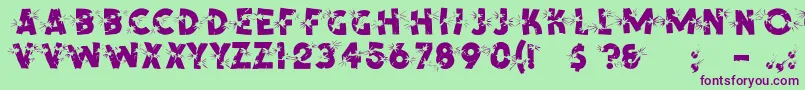 ShrapnelRegular-fontti – violetit fontit vihreällä taustalla