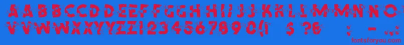 フォントShrapnelRegular – 赤い文字の青い背景