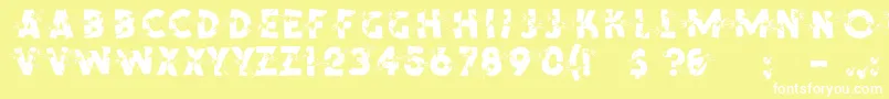 ShrapnelRegular-fontti – valkoiset fontit keltaisella taustalla