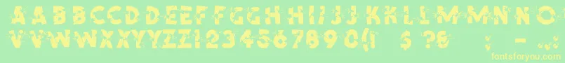 ShrapnelRegular-fontti – keltaiset fontit vihreällä taustalla