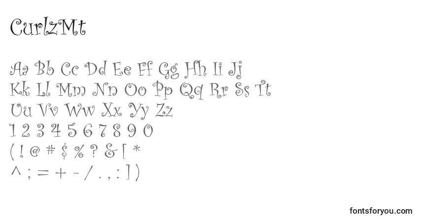 CurlzMt Font – alphabet, numbers, special characters