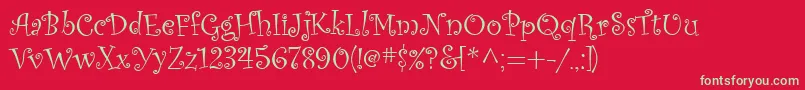 CurlzMt Font – Green Fonts on Red Background