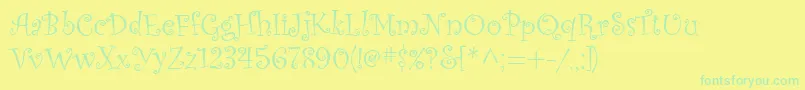 CurlzMt Font – Green Fonts on Yellow Background