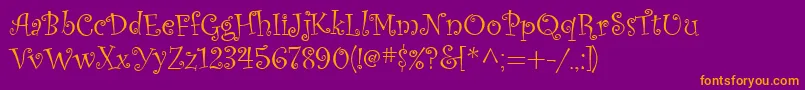 CurlzMt Font – Orange Fonts on Purple Background