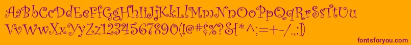 CurlzMt Font – Purple Fonts on Orange Background