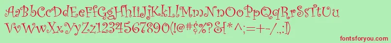 CurlzMt Font – Red Fonts on Green Background