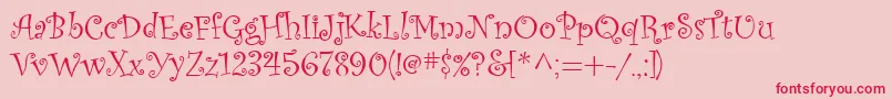 CurlzMt Font – Red Fonts on Pink Background