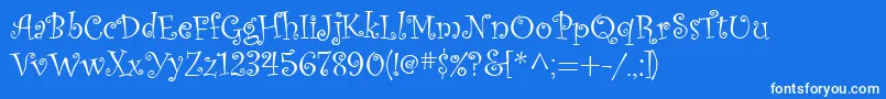 CurlzMt Font – White Fonts on Blue Background