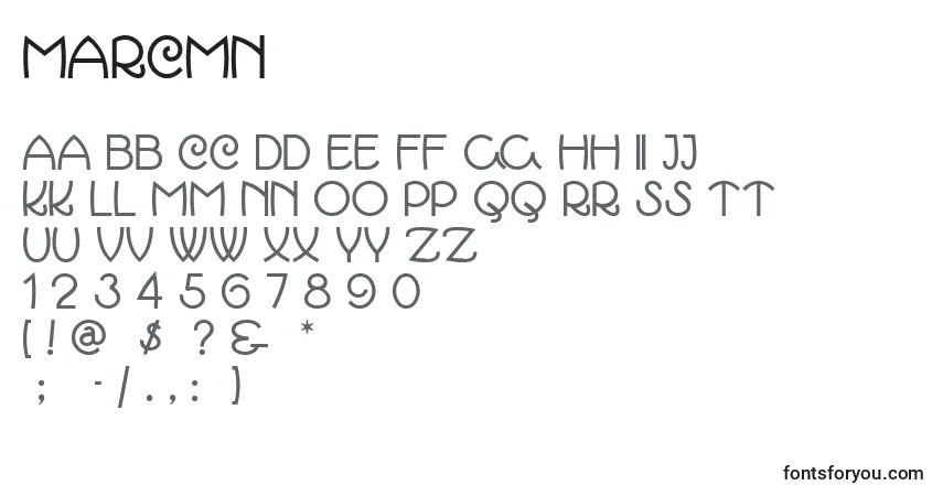 A fonte Marcmn – alfabeto, números, caracteres especiais