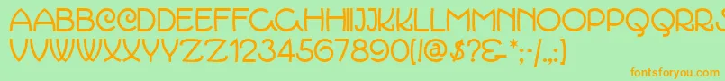 フォントMarcmn – オレンジの文字が緑の背景にあります。