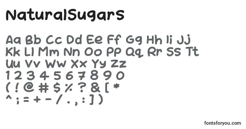 A fonte NaturalSugars – alfabeto, números, caracteres especiais