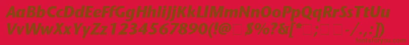 StoneSansBolditalic-Schriftart – Braune Schriften auf rotem Hintergrund
