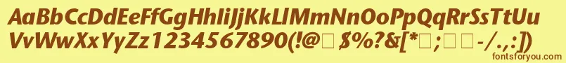 StoneSansBolditalic-fontti – ruskeat fontit keltaisella taustalla