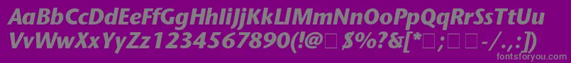StoneSansBolditalic-fontti – harmaat kirjasimet violetilla taustalla