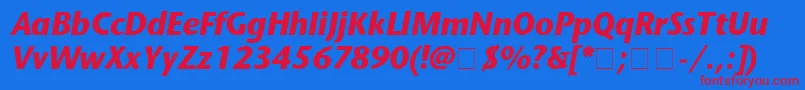 StoneSansBolditalic Font – Red Fonts on Blue Background
