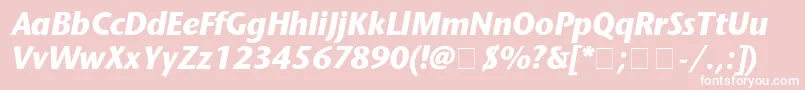 StoneSansBolditalic-fontti – valkoiset fontit vaaleanpunaisella taustalla