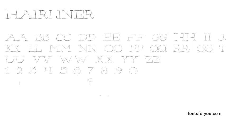 Fuente Hairliner - alfabeto, números, caracteres especiales