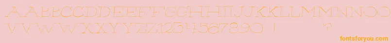 Hairliner-Schriftart – Orangefarbene Schriften auf rosa Hintergrund