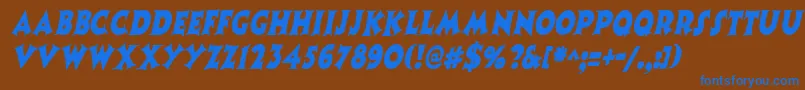CoasternarrowItalic Font – Blue Fonts on Brown Background