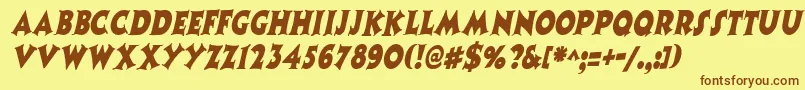 CoasternarrowItalic Font – Brown Fonts on Yellow Background
