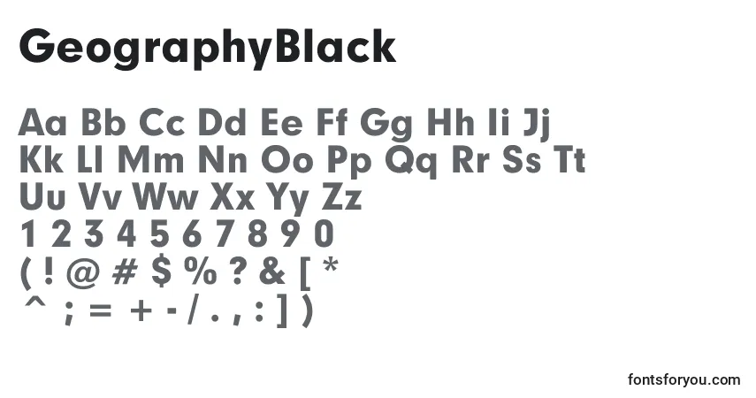 Schriftart GeographyBlack – Alphabet, Zahlen, spezielle Symbole