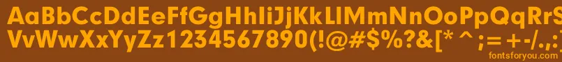 フォントGeographyBlack – オレンジ色の文字が茶色の背景にあります。